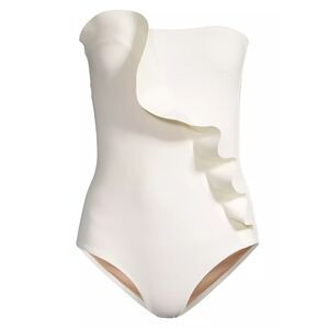 Evarae Womens Pavana Ruffled One Piece Swimsuit US 2 Creme IT 38 - NWT $320